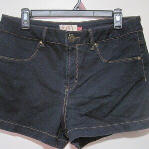 SO Navy Blue Mini Hot Shorts Womens Size 13 Mid Rise Cotton Polyester Flat Front